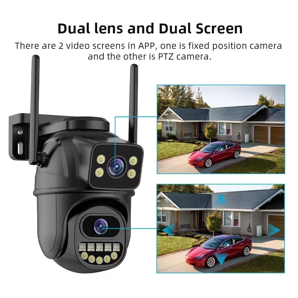 5K 10MP HD Wifi PTZ Camera Outdoor 8MP Dual Lens Dual Screen AI Auto Tracking IP Camera CCTV Audio Video Surveillance P2P O-KAM